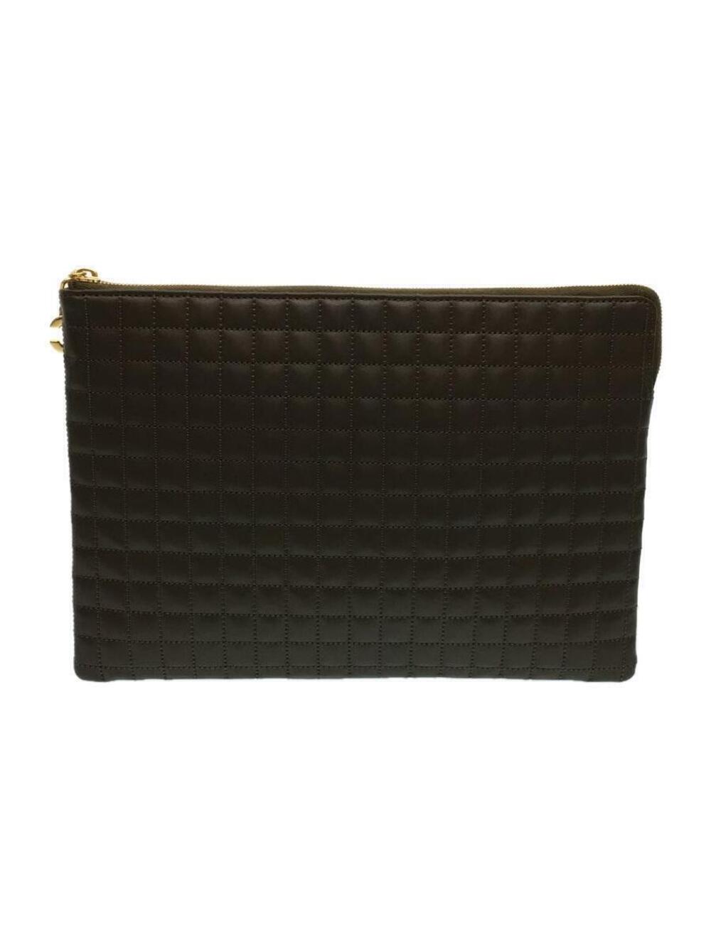 Celine Charm Quilted Leather Clutch Bag Khaki Green